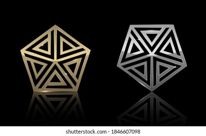 Gold and Silver Pentagon shape, Exclusive, Premium, Luxury, Creative Design, Vector and Illustration.
