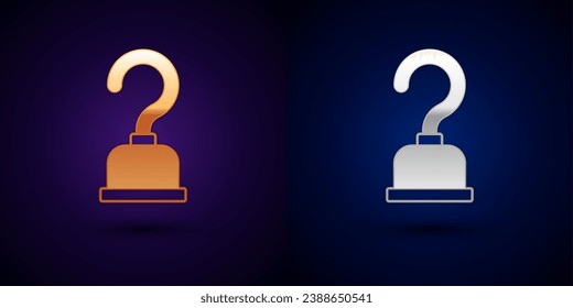 Gold and silver Pirate hook icon isolated on black background.  Vector