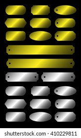 Gold and silver plate set isolated on black background
