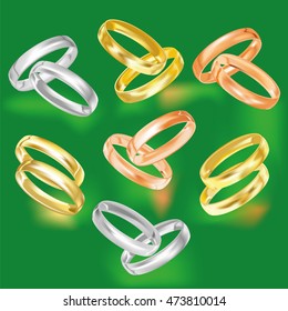 gold and silver and platinum rings vector