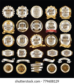 Gold and silver retro badges and labels vector collection