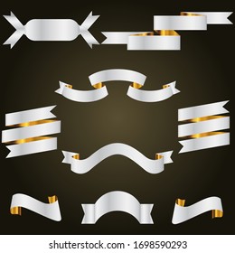 Gold mit silbernem Band-Set auf einfarbigem Hintergrund, Vektorillustration-Illustration, Modernes Design.