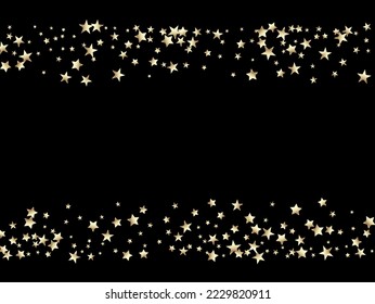 Gold, Silver Rich Falling Stars Confetti. Glamour Luxury New Year Christmas Garland Vector Background. Sparkling Winter Glitter. VIP Gold, Silver Glitter, Sparkles, Gradient Stars Confetti.