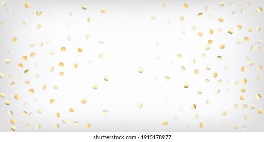 Gold, Silver Rich Flying Bokeh Confetti. Expensive Magic New Year Christmas Decoration Vector Background. VIP Gold, Silver Lights, Sparkles, Gradient Tinsel Confetti. Sparkling Winter Glitter.