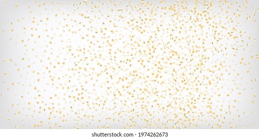 Gold, Silver Rich Flying Bokeh Confetti. Glamour Expensive New Year Christmas Celebration Vector Background. VIP Gold, Silver Lights, Sparkles, Gradient Tinsel Confetti. Sparkling Winter Pattern.