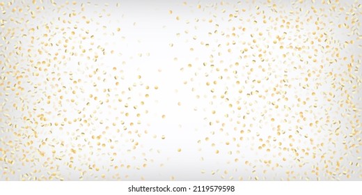 Gold, Silver Rich Flying Bokeh Confetti. Sparkling Winter Border. VIP Gold, Silver Lights, Sparkles, Gradient Tinsel Confetti. Sparkling Premium New Year Christmas Garland Vector Background.