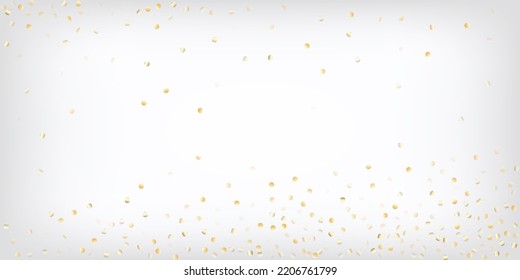 Gold, Silver Rich Flying Bokeh Confetti. Sparkling Winter Frame. VIP Gold, Silver Lights, Sparkles, Gradient Tinsel Confetti. Magic Luxury New Year Christmas Decoration Vector Background.