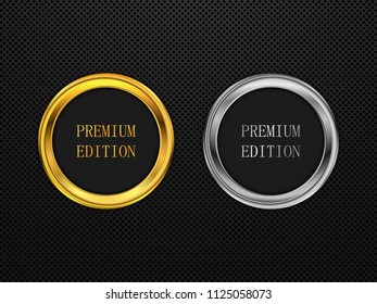 Gold and silver round frame. Premium edition. Vector illustration