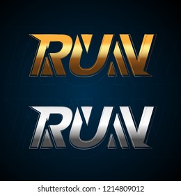 Gold and silver run club logo template,t-shirt design. Sport logotype template, sports club, running club and fitness vector logo design template.