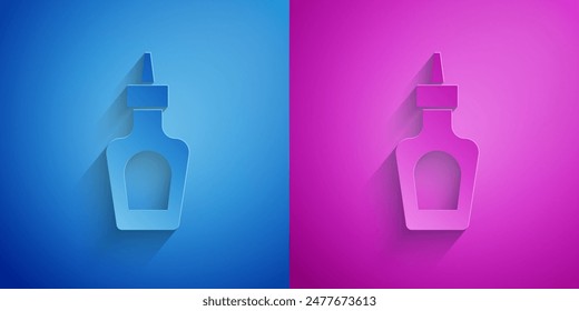 Icono de la botella de salsa de oro y plata aislado sobre fondo negro. Ketchup, mostaza y botellas de mayonesa con salsa para comida rápida. Estilo de sombra larga. Vector