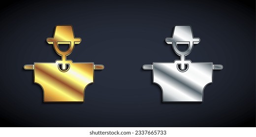 Gold and silver Scarecrow icon isolated on black background. Long shadow style. Vector