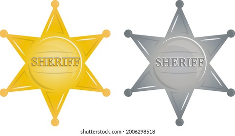 Gold and silver seheriff stars - illustration