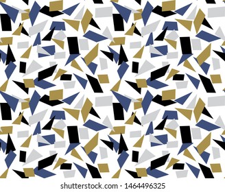 Gold and silver. Simple elegant memphis design seamless pattern. 
Abstract geometry. Memphis seamless background. - Vector graphics