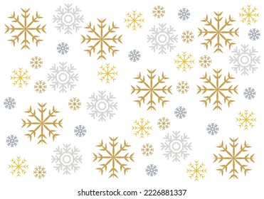Gold und silberner Schneeflocken-Hintergrund.