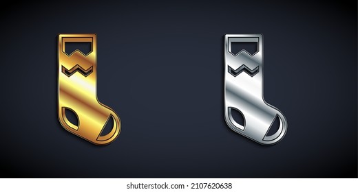 Icono de zócalos dorados y plateados aislados en fondo negro. Estilo de sombra larga. Vector