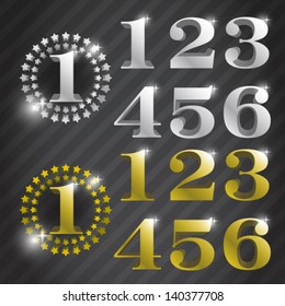gold and silver solid award numbers from 1 to 6