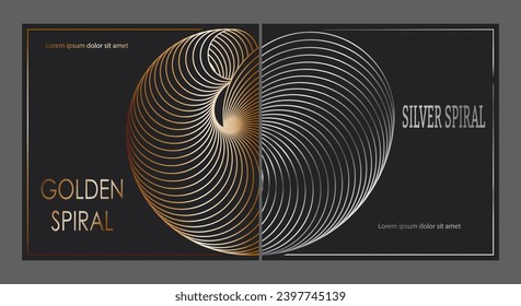 Gold and silver spiral. A design template for the design of a cover, banner, poster. A luxurious composition for interior design, decorations and creative ideas