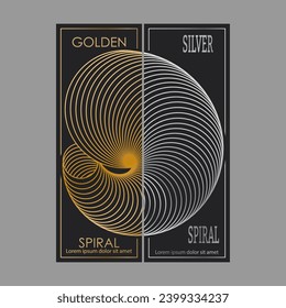 Gold and silver spiral. A design template for the design of a cover, banner, poster. A luxurious composition for interior design, decorations and creative ideas