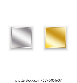 gold silver squares on light background. Circular light frame border. Vector illustration.