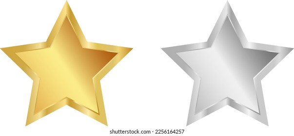 Estrella dorada y plateada aislada en fondo transparente