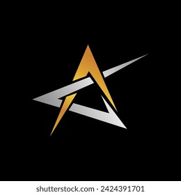 gold silver star logo design vector template