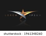Gold and silver star logo template