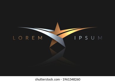 Gold and silver star logo template