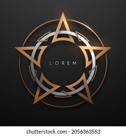 Gold and silver star shape logo template