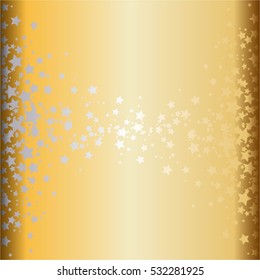 Gold and silver stars on a shiny background.