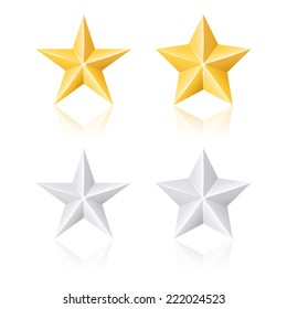 Gold and silver stars. Vector set