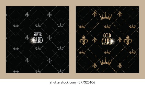 Gold and silver textured square cards