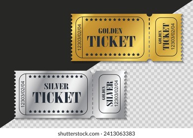 gold and silver tickets in vector