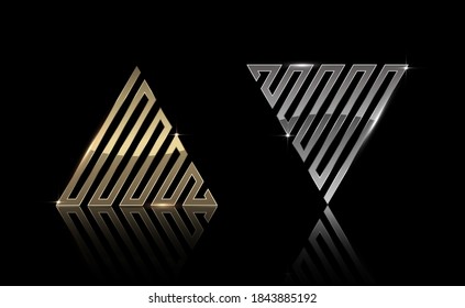 Gold and Silver Triangle shape, Exclusive, Luxury, Creative Design, Vector and Illustration.