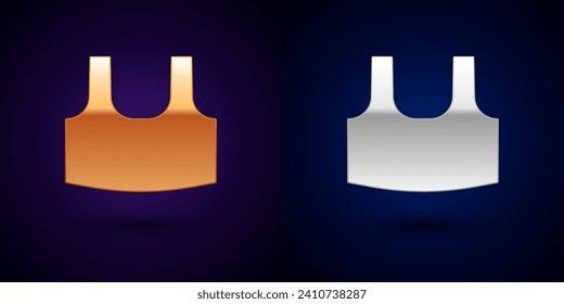 Gold and silver Undershirt icon isolated on black background.  Vector