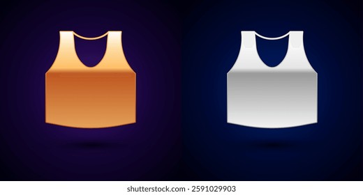 Gold and silver Undershirt icon isolated on black background.  Vector