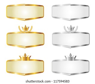 Gold and Silver Vector Banners of Royal Seal Set
