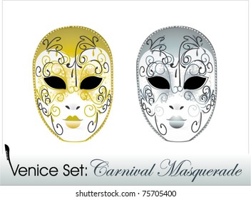 Gold & silver Venice carnival masks