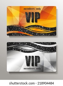 Gold and silver VIP cards with abstract background