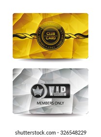Gold and silver VIP cards. Polygonal. Vector illustration