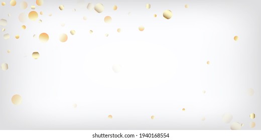 Gold, Silver VIP Falling Bokeh Confetti. Sparkling Winter Glitter. Rich Gold, Silver Lights, Sparkles, Gradient Tinsel Confetti. Expensive Glamour New Year Christmas Celebration Vector Background.