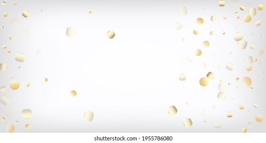 Gold, Silver VIP Falling Bokeh Confetti. Sparkling Winter Bokeh. Rich Gold, Silver Lights, Sparkles, Gradient Tinsel Confetti. Magic Sparkling New Year Christmas Decoration Vector Background.