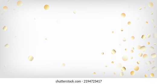 Gold, Silver VIP Falling Bokeh Confetti. Sparkling Winter Texture. Rich Gold, Silver Lights, Sparkles, Gradient Tinsel Confetti. Premium Expensive New Year Christmas Decoration Vector Background.
