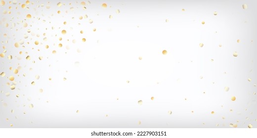 Gold, Silver VIP Falling Bokeh Confetti. Sparkling Winter Sequins. Rich Gold, Silver Lights, Sparkles, Gradient Tinsel Confetti. Luxury Elegant New Year Christmas Celebration Vector Background.