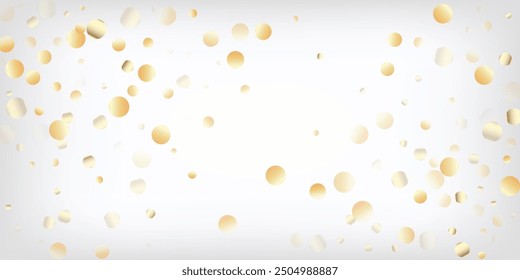 Gold, Silver VIP Falling Bokeh Confetti. Expensive Luxury New Year Christmas Garland Vector Background. Rich Gold, Silver Lights, Sparkles, Gradient Tinsel Confetti. Sparkling Winter Border.
