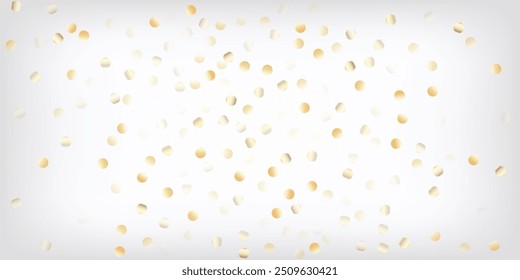 Gold, Silver VIP Falling Bokeh Confetti. Sparkling Magic New Year Christmas Decoration Vector Background. Rich Gold, Silver Lights, Sparkles, Gradient Tinsel Confetti. Sparkling Winter Texture.