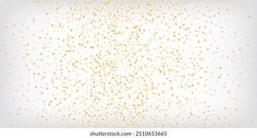 Gold, Silver VIP Falling Bokeh Confetti. Sparkling Winter Texture. Rich Gold, Silver Lights, Sparkles, Gradient Tinsel Confetti. Elegant Glamour New Year Christmas Celebration Vector Background.