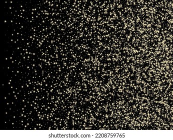 Gold, Silver VIP Falling Stars Confetti. Elegant Premium New Year Christmas Celebration Vector Background. Sparkling Winter Sequins. Rich Gold, Silver Glitter, Sparkles, Gradient Stars Confetti.