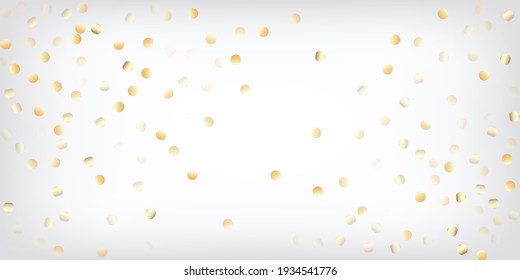 Gold, Silver VIP Flying Bokeh Confetti. Glamour Expensive New Year Christmas Decoration Vector Background. Rich Gold, Silver Lights, Sparkles, Gradient Tinsel Confetti. Sparkling Winter Pattern.