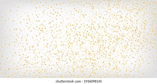 Gold, Silver VIP Flying Bokeh Confetti. Sparkling Luxury New Year Christmas Decoration Vector Background. Rich Gold, Silver Lights, Sparkles, Gradient Tinsel Confetti. Sparkling Winter Sequins.