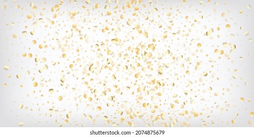 Gold, Silver VIP Flying Bokeh Confetti. Sparkling Winter Foil. Rich Gold, Silver Lights, Sparkles, Gradient Tinsel Confetti. Premium Magic New Year Christmas Celebration Vector Background.